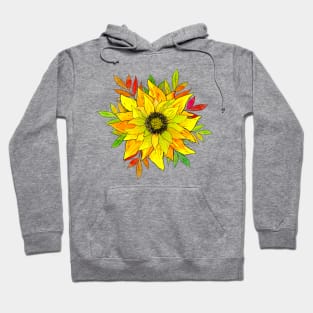 Sunflower and Autumn Leafs Hoodie